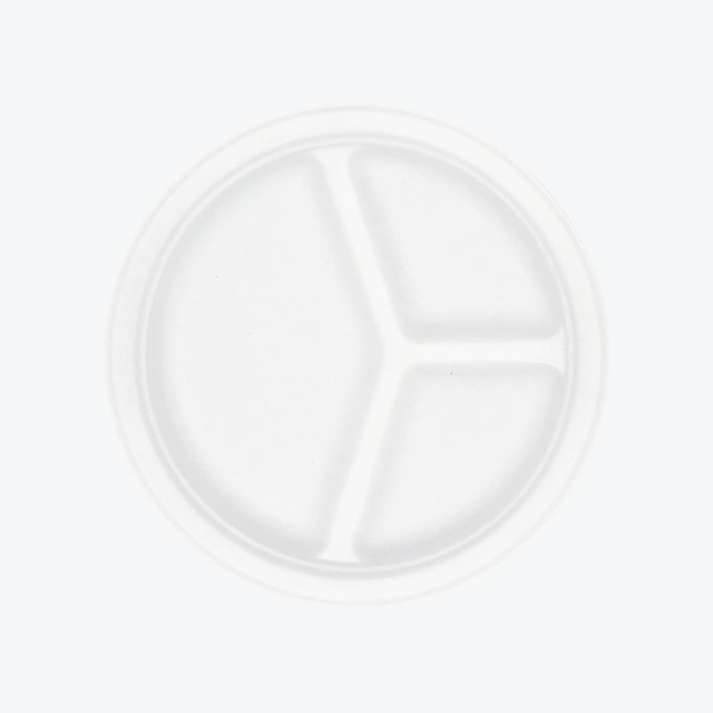 P007 Placa biodegradable de 3 compartimentos de 10 pulgadas